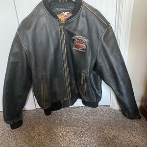 Distressed leather Harley Davidson jacket
